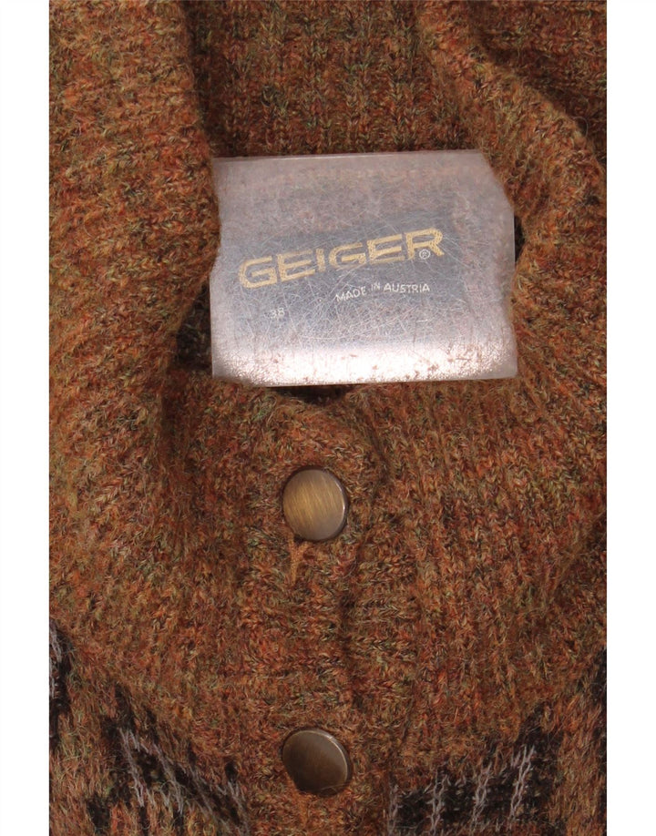 GEIGER Женский кардиган-свитер EU 38 Средний коричневый с геометрическим узором