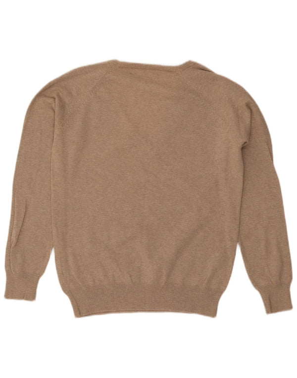 Zara Womens V-Neck Jumper Sweater UK 18 XL Beige Cotton