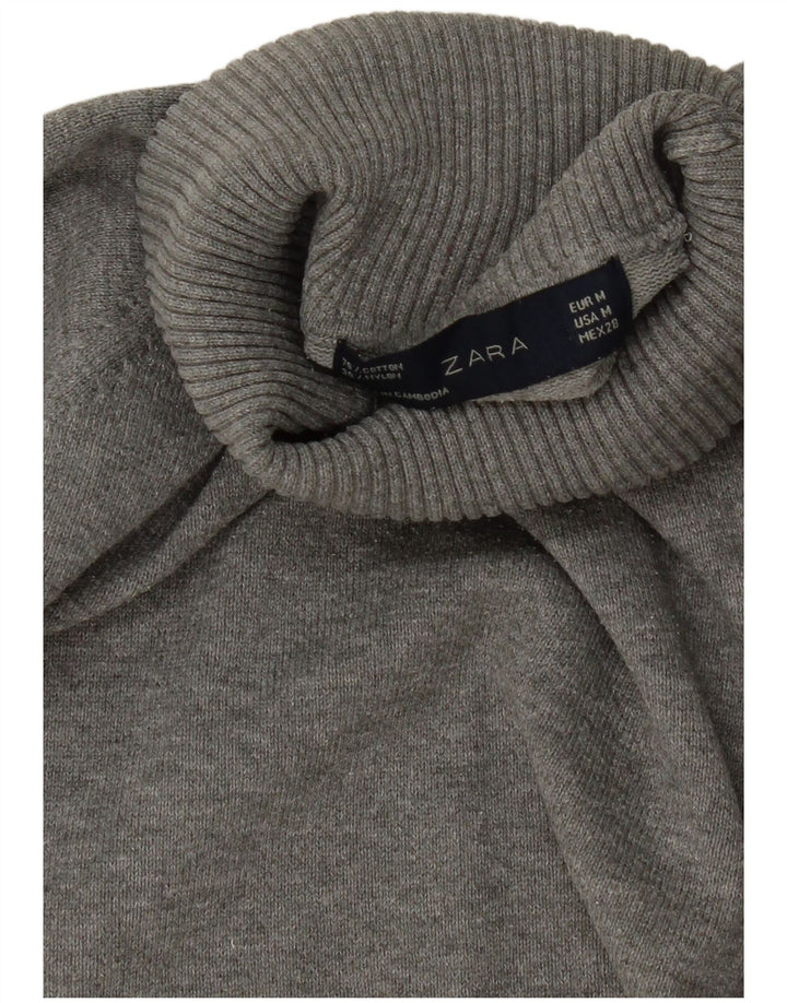 Женский укороченный джемпер с высоким воротником Zara UK 12, средний серый цвет