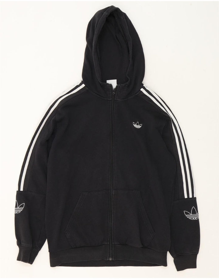 ADIDAS Мужской свитер с капюшоном на молнии, средний черный, хлопок