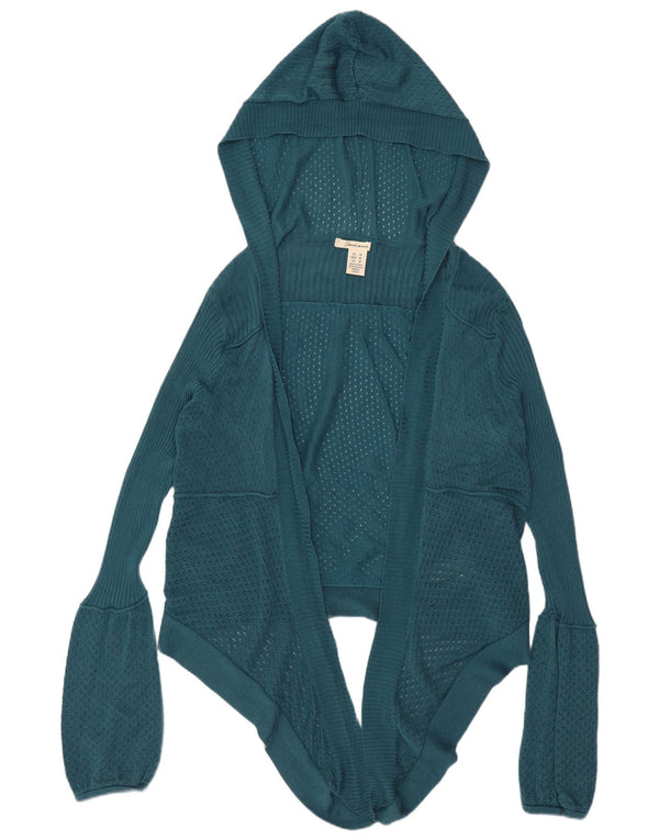 Женский укороченный открытый кардиган с капюшоном Dkny, британский цвет 14, хлопковый средний синий цвет