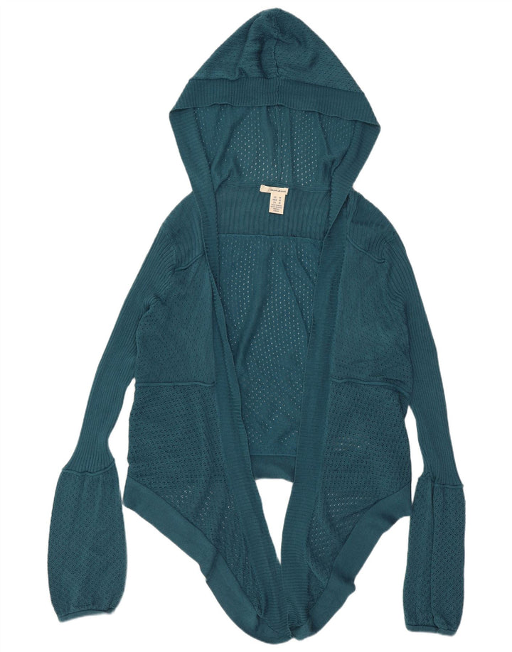 Женский укороченный открытый кардиган с капюшоном Dkny, британский цвет 14, хлопковый средний синий цвет