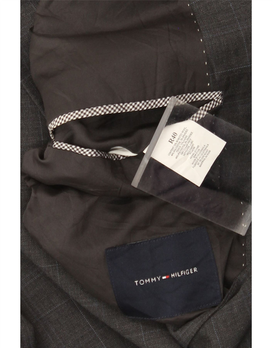 Мужской пиджак Tommy Hilfiger с 2 пуговицами UK 40, большая серая клетка в клетку