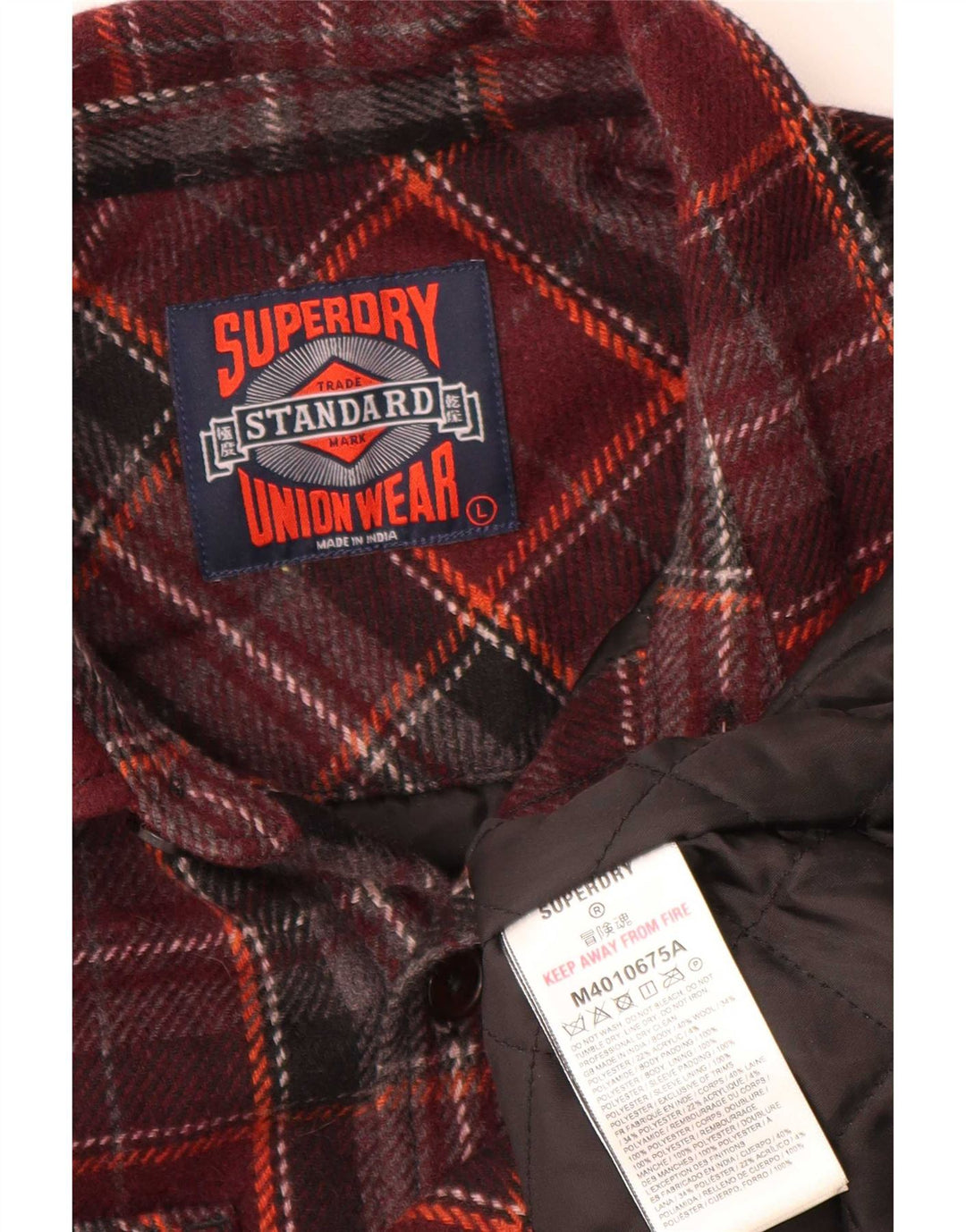 Мужская рубашка Superdry, большая бордовая шерстяная рубашка в клетку
