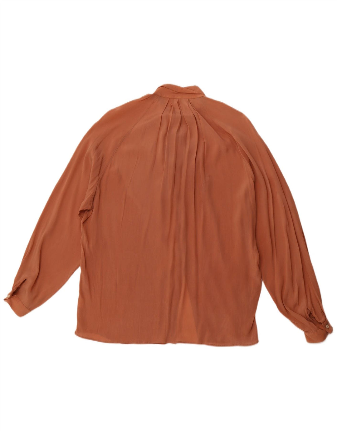 VINTAGE Женская блузка-рубашка свободного кроя с длинным рукавом IT 46, большая коричневая