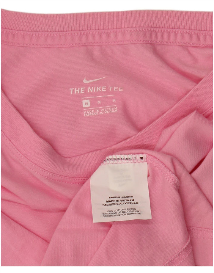 Женская укороченная футболка с рисунком NIKE UK 14, хлопковый средний розовый цвет
