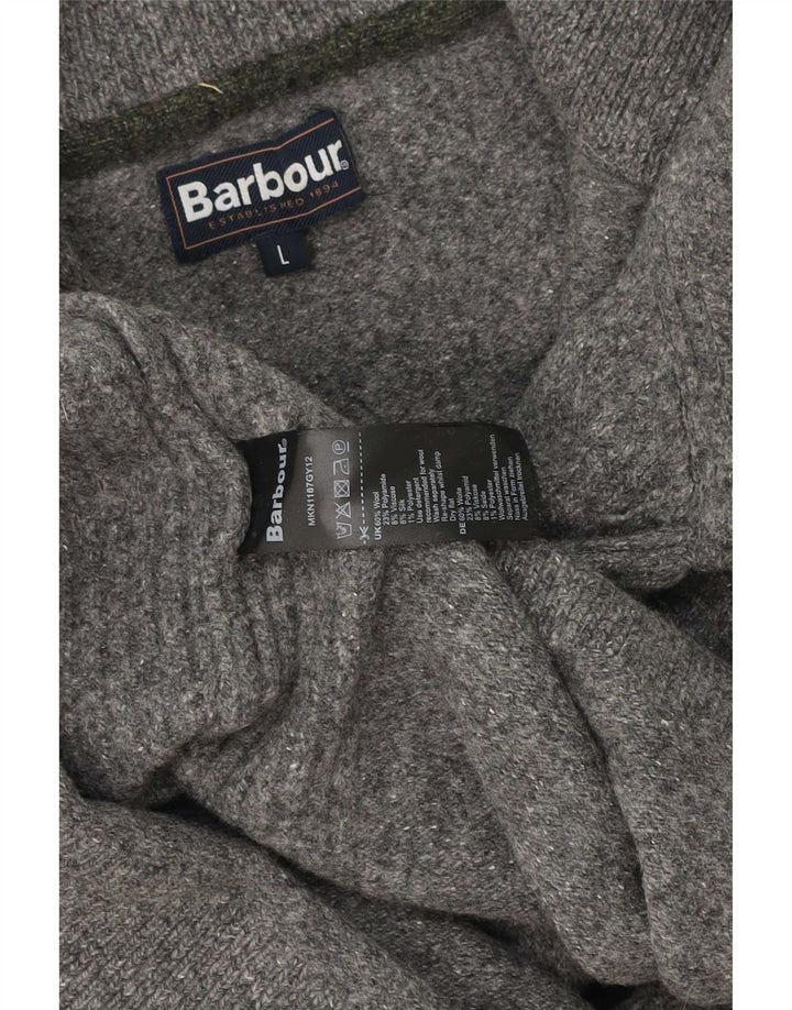 Женский свитер Barbour с воротником на молнии, Великобритания 16, большой, серый, шерстяной