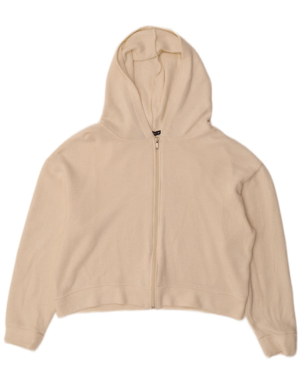 Женский укороченный свитер с капюшоном на молнии Zara UK 14, средний белый, вискоза