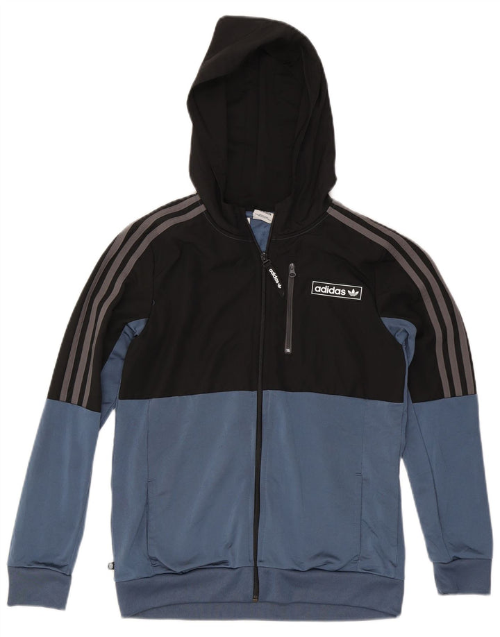 Спортивный костюм Adidas для мальчиков, верхняя куртка 13–14 лет, синяя, полиэстер с цветными блоками