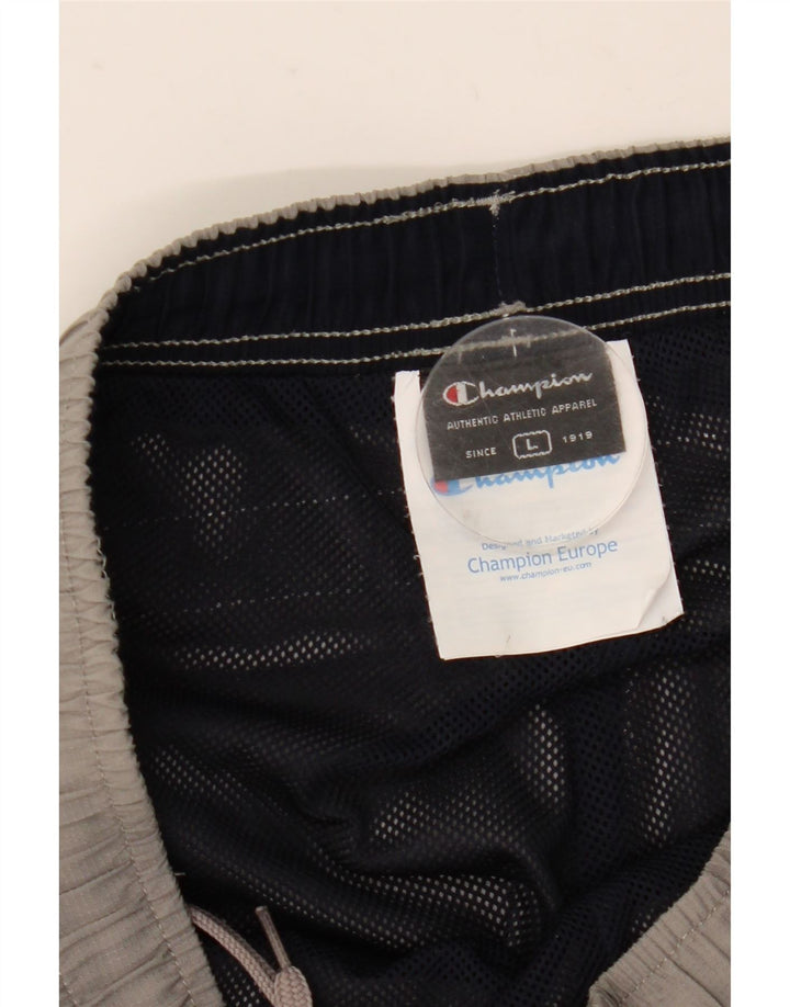 Мужские спортивные брюки Champion, большие серые брюки из полиэстера с цветными блоками