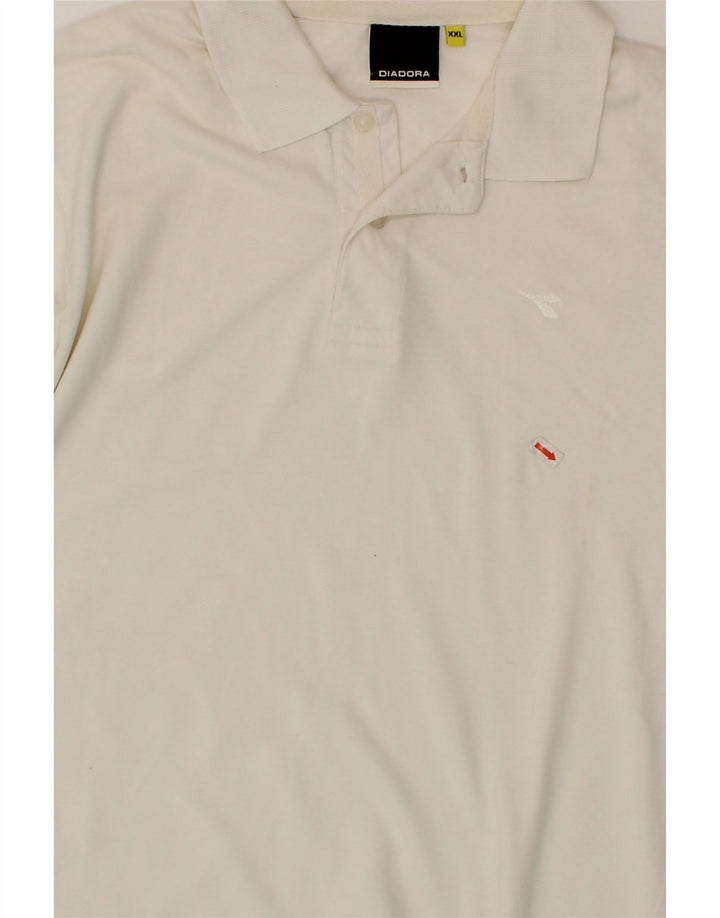 DIADORA Mens Polo Shirt 2XL White Cotton Vintage Diadora and Second-Hand Diadora from Messina Hembry 