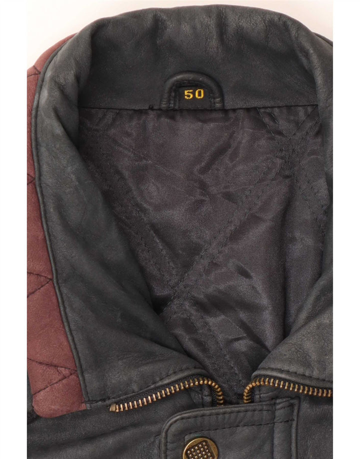 Винтажная Мужская Кожаная Куртка IT 50 Большая Серая