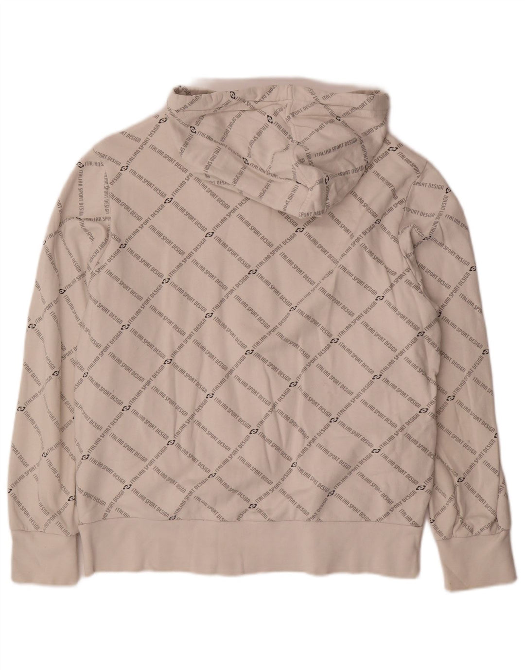 LOTTO Мужской свитер с капюшоном и молнией с графическим рисунком, средний белый хлопковый свитер