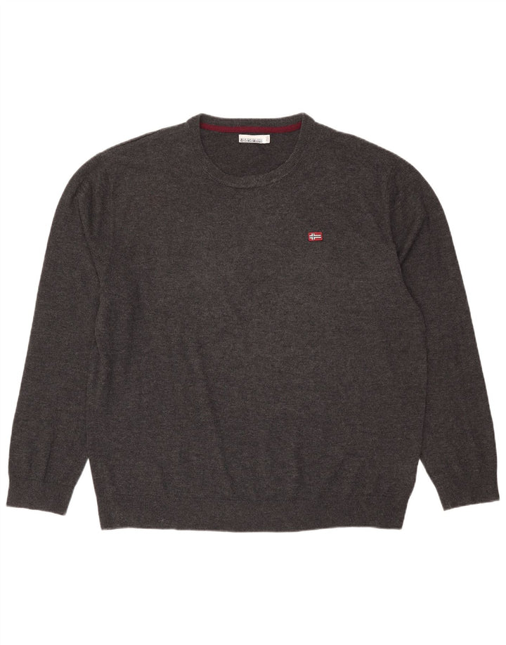 Мужской свитер Napapijri с круглым вырезом 3XL, серый полиамид