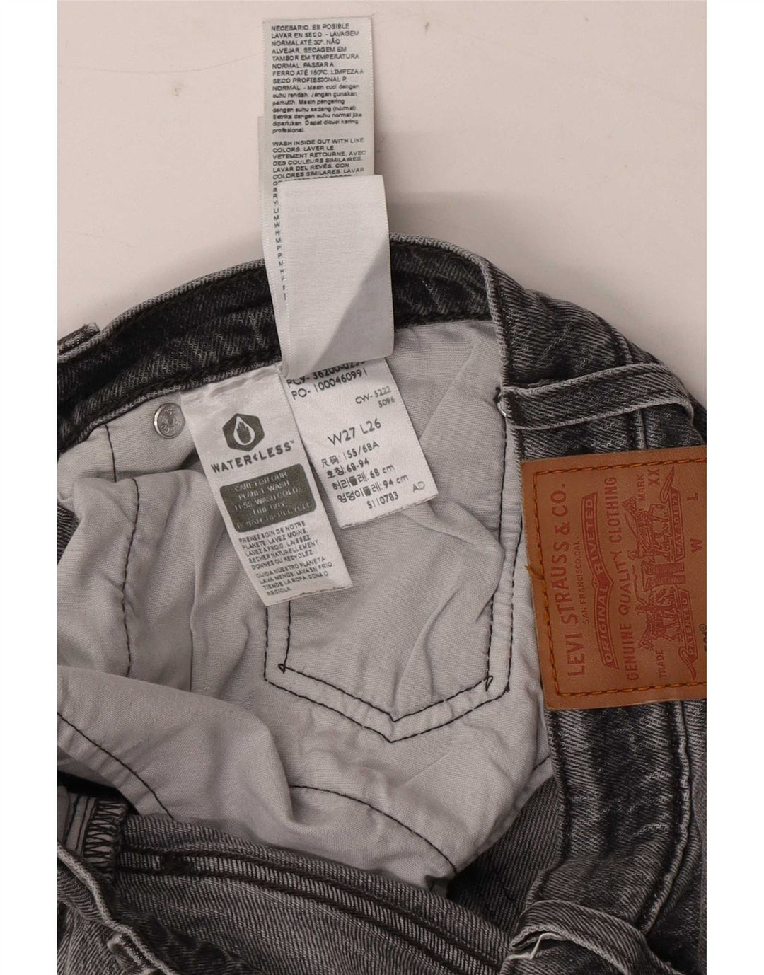 Женские прямые джинсы Levi's 501 W27 L26, серый хлопок