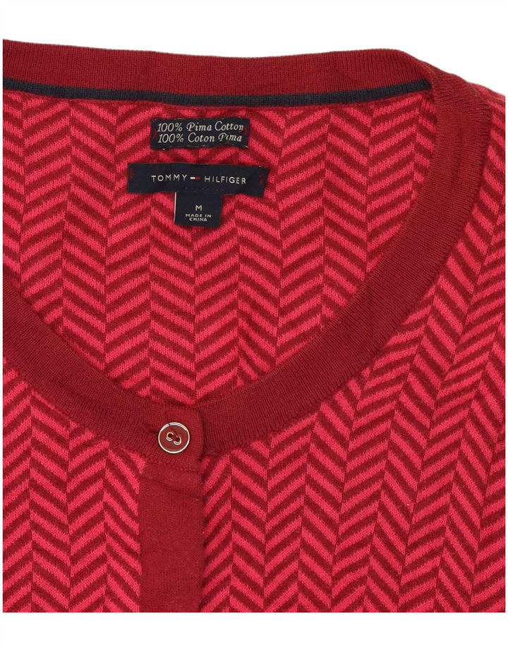 Женский кардиган Tommy Hilfiger UK 14, хлопок среднего розового цвета с узором «в елочку»