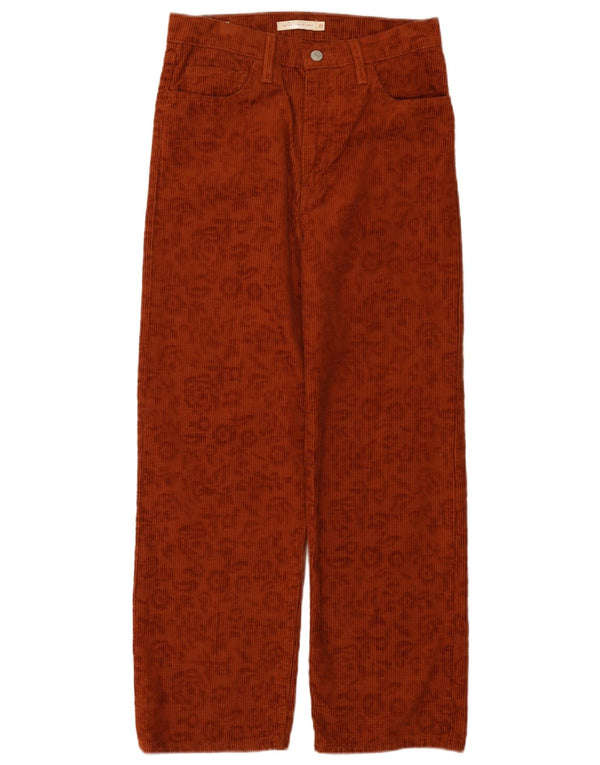 Levi's Womens Ribcage High Waist Corduroy Trousers W27 L27 Brown Floral