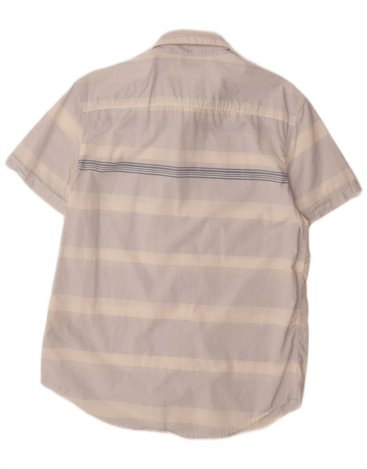 CALVIN KLEIN JEANS Мужская рубашка с коротким рукавом из хлопка средней синей полоски