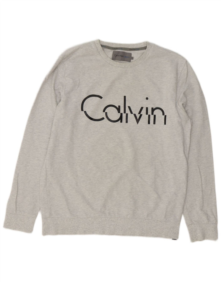 CALVIN KLEIN JEANS Мужской свитшот с рисунком, большой серый в крапинку