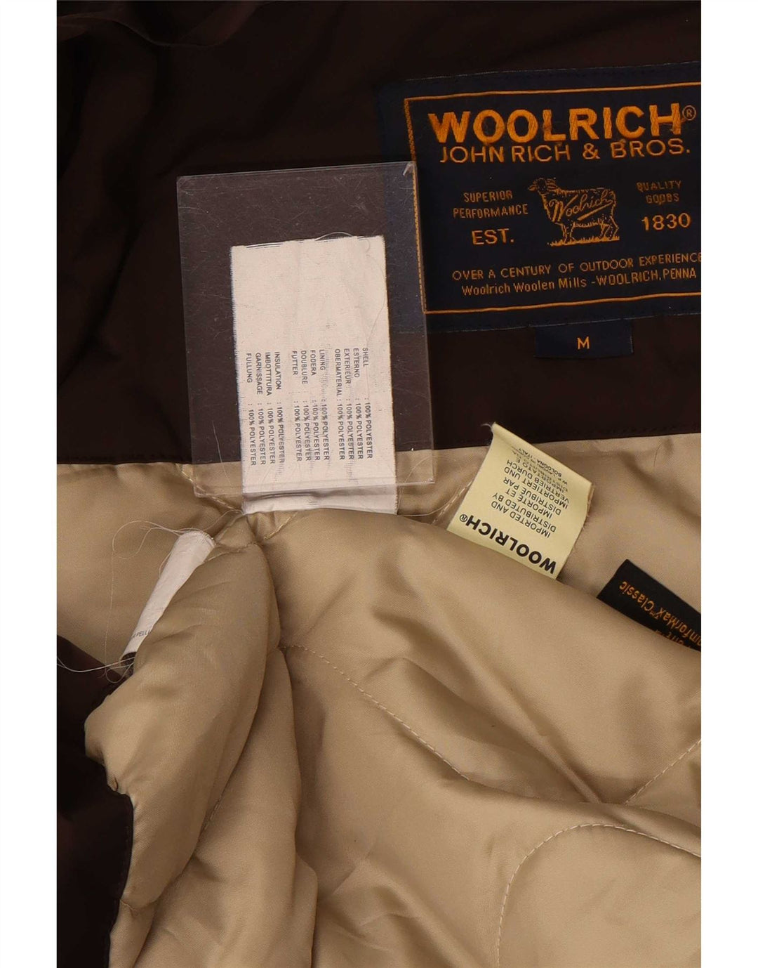 Женская парка Woolrich с капюшоном UK 14, средний коричневый полиэстер