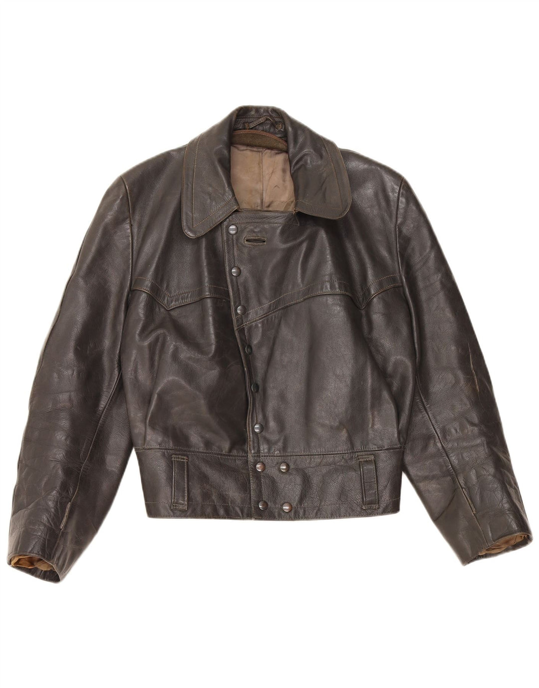 Куртка женская кожаная VINTAGE UK 14, средняя черная