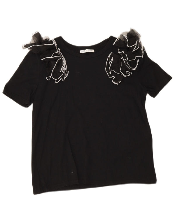 Женская блузка Zara Top UK 10, маленький черный хлопок