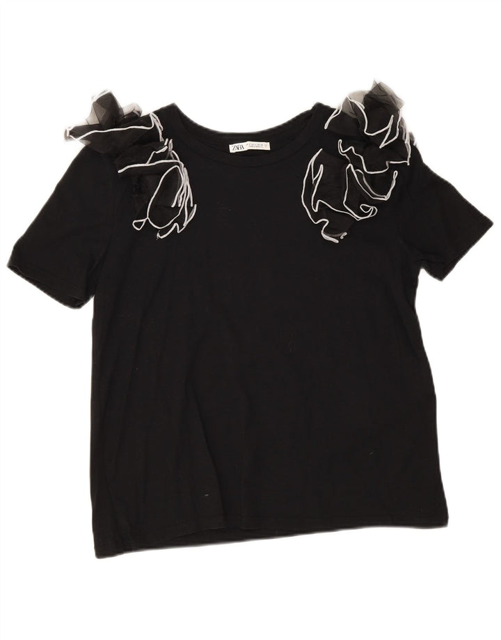Женская блузка Zara Top UK 10, маленький черный хлопок