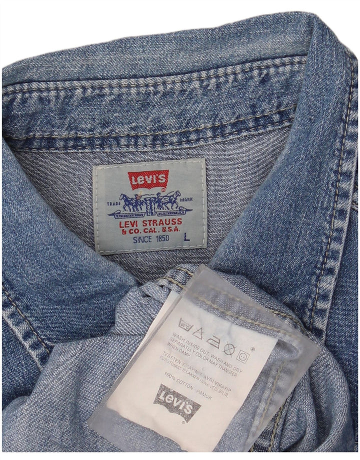 Мужская джинсовая рубашка Levi's, большая синяя хлопковая рубашка в стиле вестерн