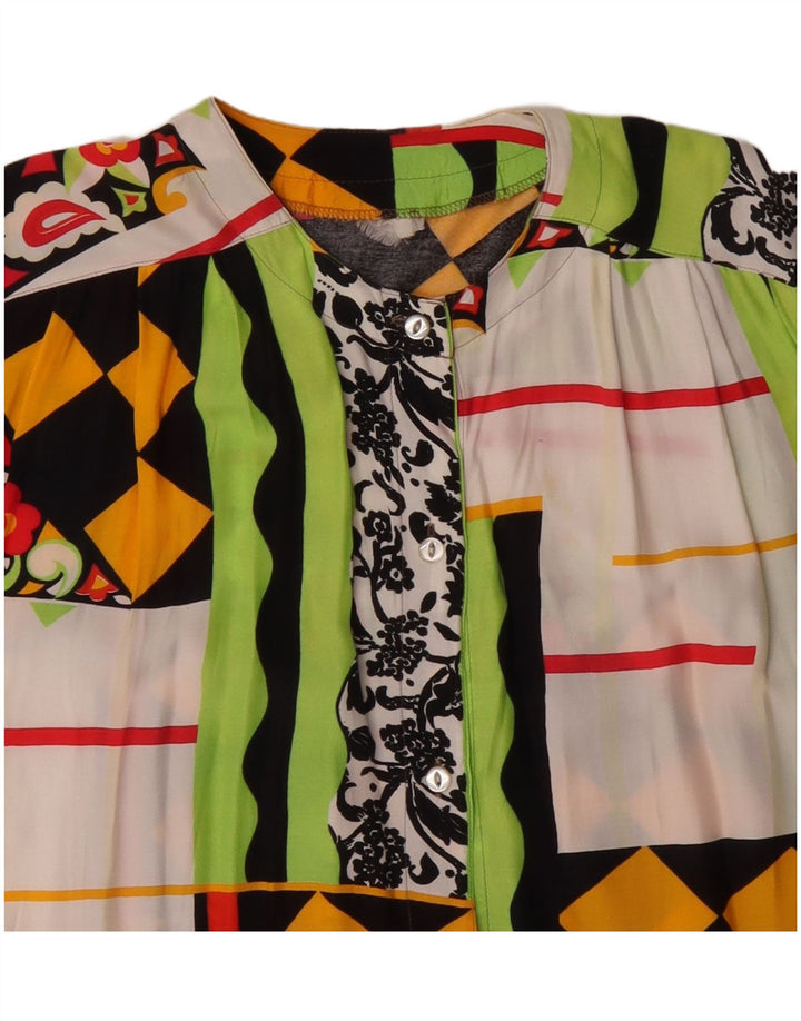 Винтажная женская блузка-рубашка с коротким рукавом, Великобритания, 20, 2XL, разноцветная, в стиле пэчворк