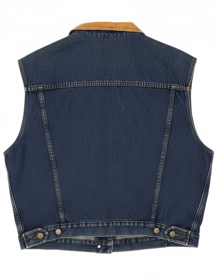 MASH Mens Denim Gilet IT 48 Medium Blue Cotton