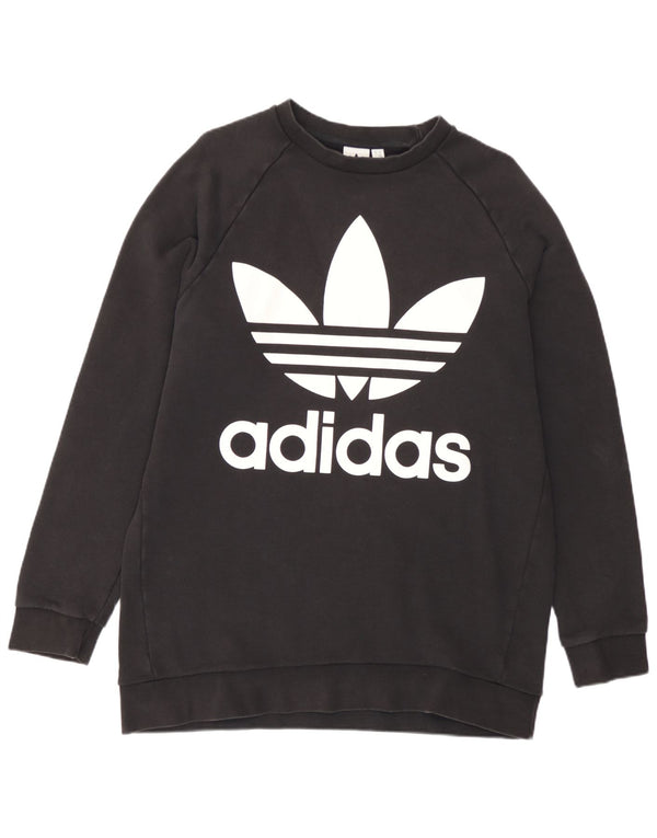 Adidas Womens Graphic Sweatshirt Jumper UK 14 Large  Black Cotton