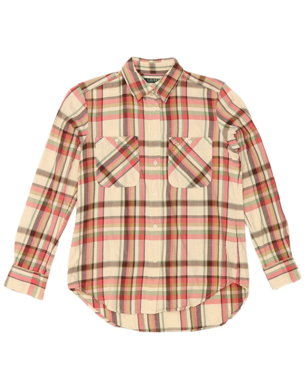Женская фланелевая рубашка Ralph Lauren UK 10, маленькая белая клетка