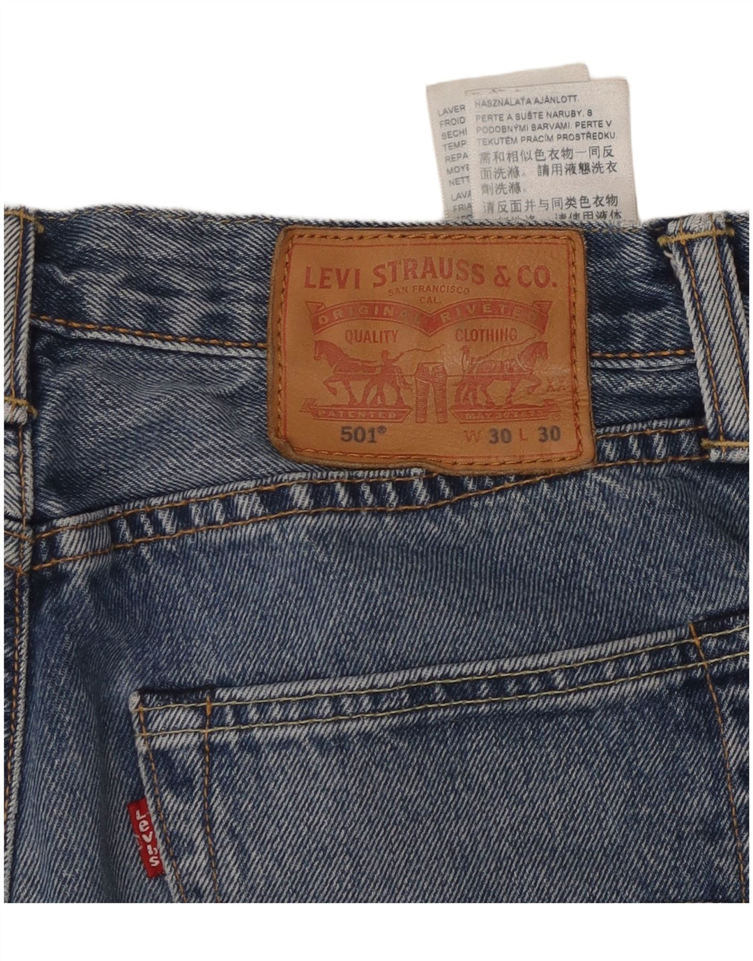 Мужские прямые джинсы LEVI'S 501 W30 L30 синие, хлопок