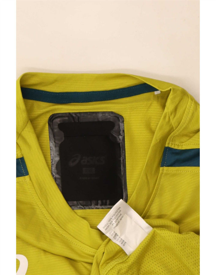 Мужская футболка с рисунком Asics Top 2XL Желтый полиэстер с цветными блоками