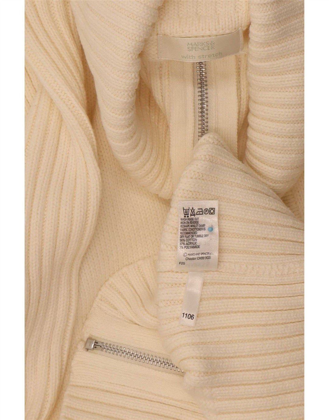 Женский кардиган с молнией во всю длину Marks & Spencer UK 16, большой Off White