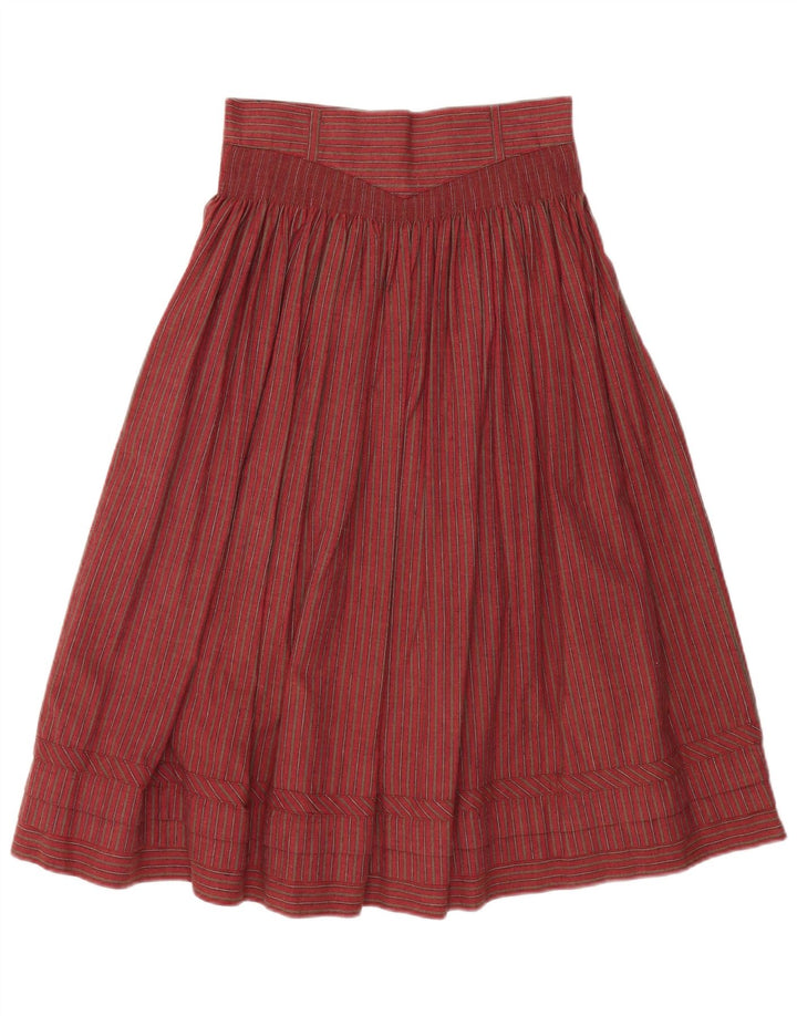 ВИНТАЖНАЯ женская юбка трапециевидного силуэта с высокой талией W28, хлопковая ткань среднего красного цвета в полоску