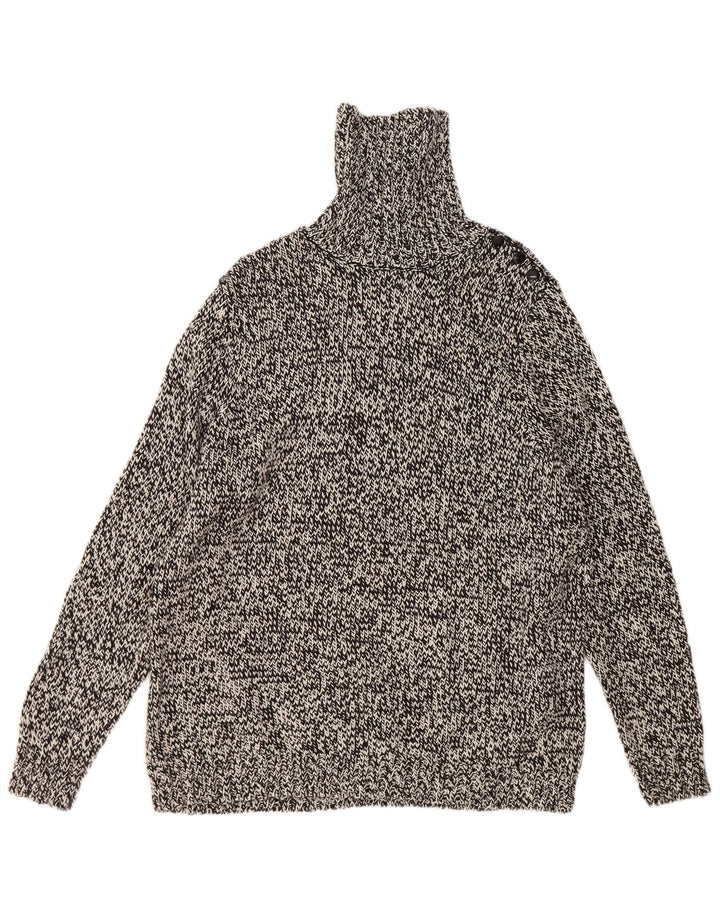 Женский джемпер Chaps с высоким воротником, Великобритания, размер 18 XL, черный хлопок с крапинками