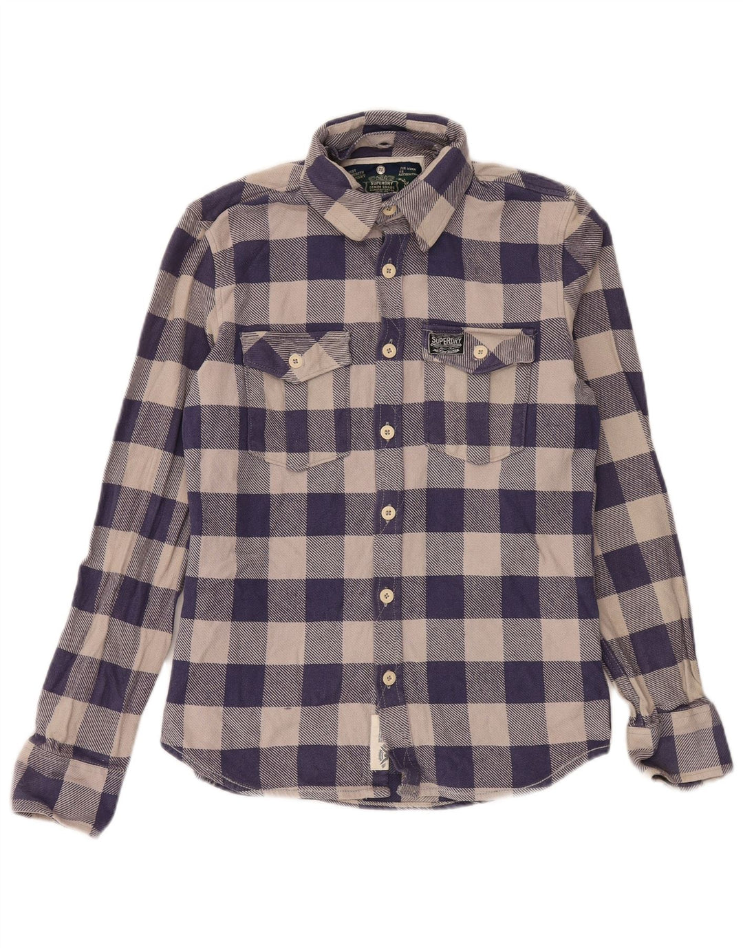 Мужская фланелевая рубашка Superdry, темно-синяя, хлопок в мелкую клетку