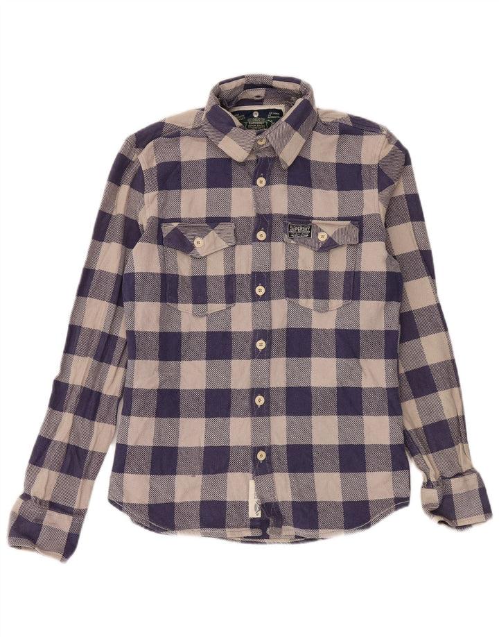 Мужская фланелевая рубашка Superdry, темно-синяя, хлопок в мелкую клетку