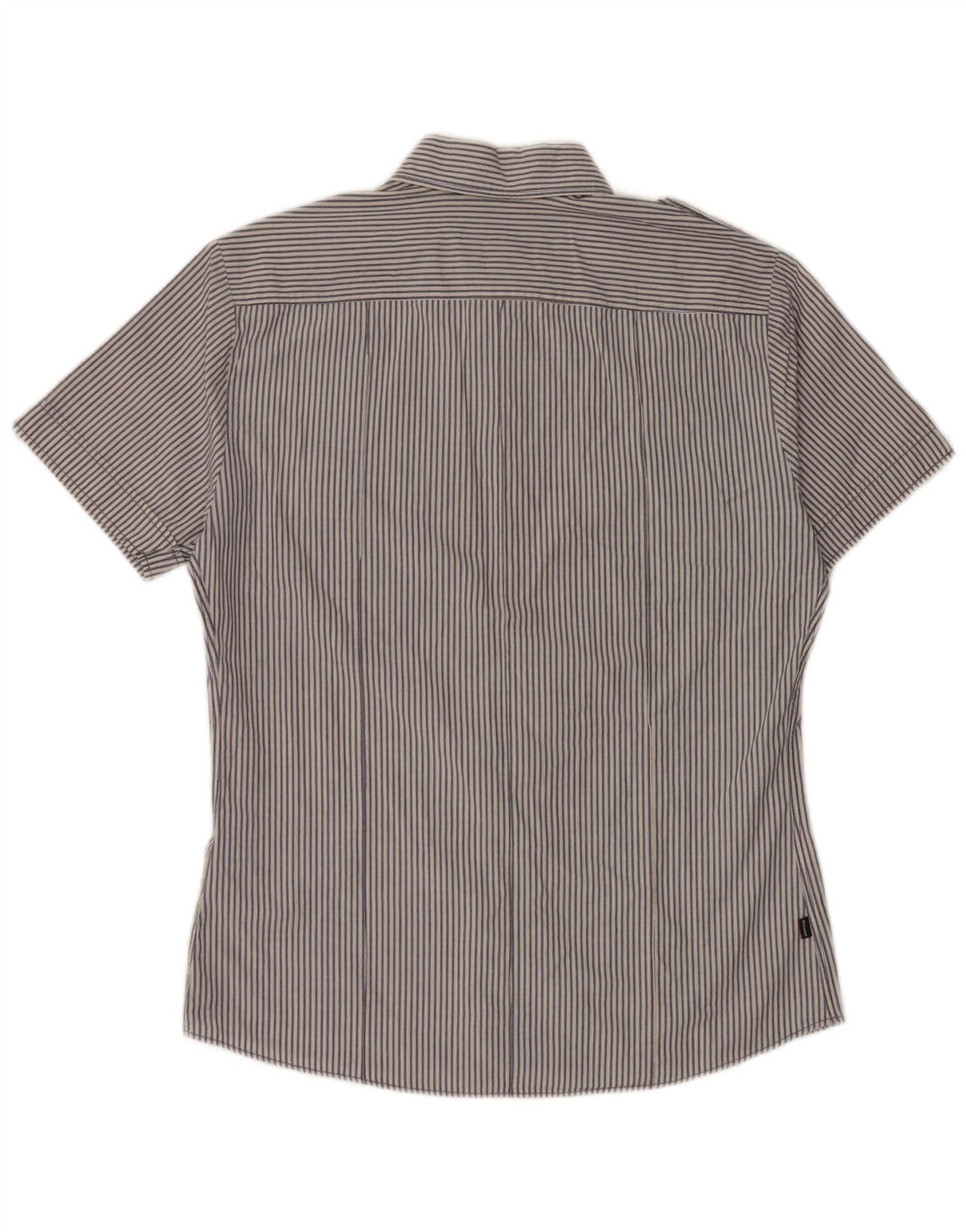 BLAUER Мужская рубашка с коротким рукавом в стиле милитари, большая синяя хлопковая полоска