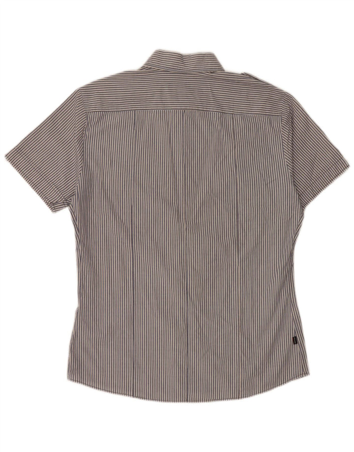 BLAUER Мужская рубашка с коротким рукавом в стиле милитари, большая синяя хлопковая полоска