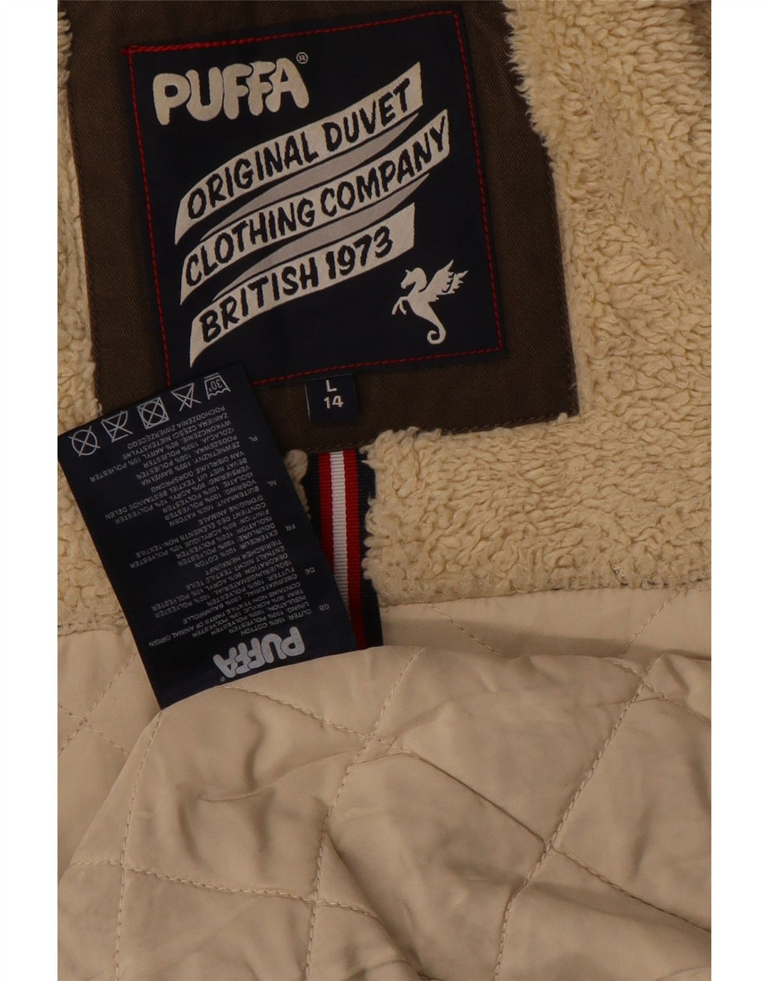 Женская парка Puffa с капюшоном UK 14, большая коричневая, хлопок