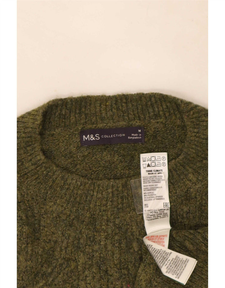 Женский джемпер с круглым вырезом Marks & Spencer UK 14, средний хаки, акрил