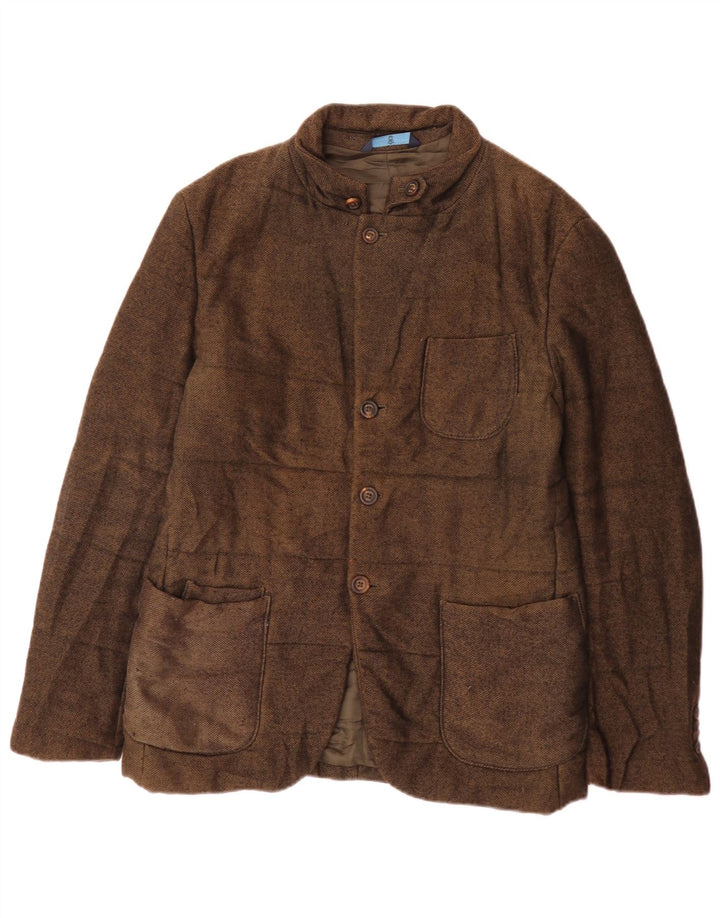 Мужская стеганая куртка Massimo Dutti EU 48, средний коричневый хлопок с крапинками