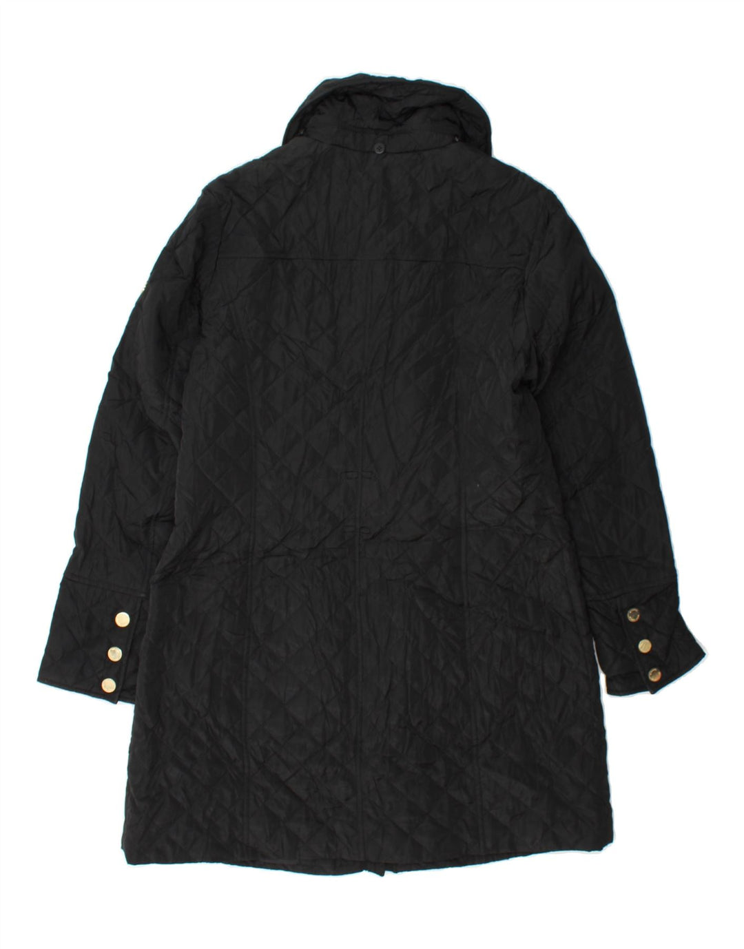 MICHAEL KORS Womens Quilted Overcoat UK 14 Medium Black Polyester Vintage Michael Kors and Second-Hand Michael Kors from Messina Hembry 