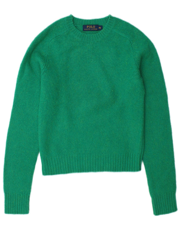 Женский укороченный джемпер с круглым вырезом Polo Ralph Lauren, Великобритания 6 XS, зеленая шерсть