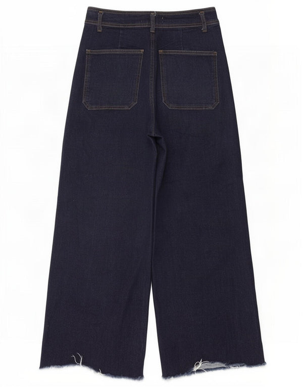 Zara Womens High Waist Wide Leg Jeans EU 40 Medium W30 L28 Navy Blue