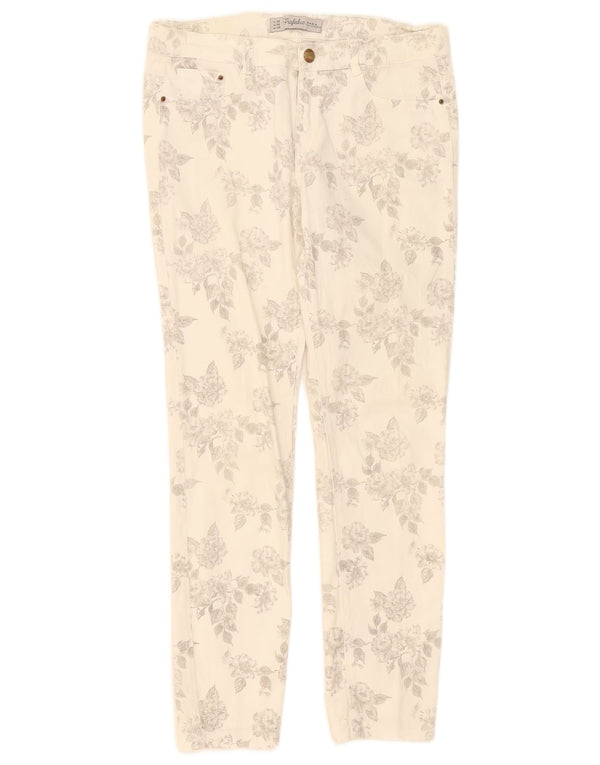 Zara Женские повседневные брюки Trafaluc Slim EU 38 Small W28 L27 Белый цветочный принт