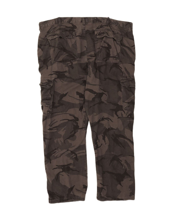 WRANGLER Mens Straight Cargo Trousers W46 L30 Grey Camouflage Cotton