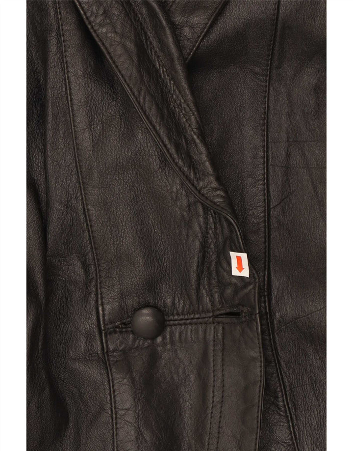 Винтажная женская кожаная куртка UK 42 XL, черная